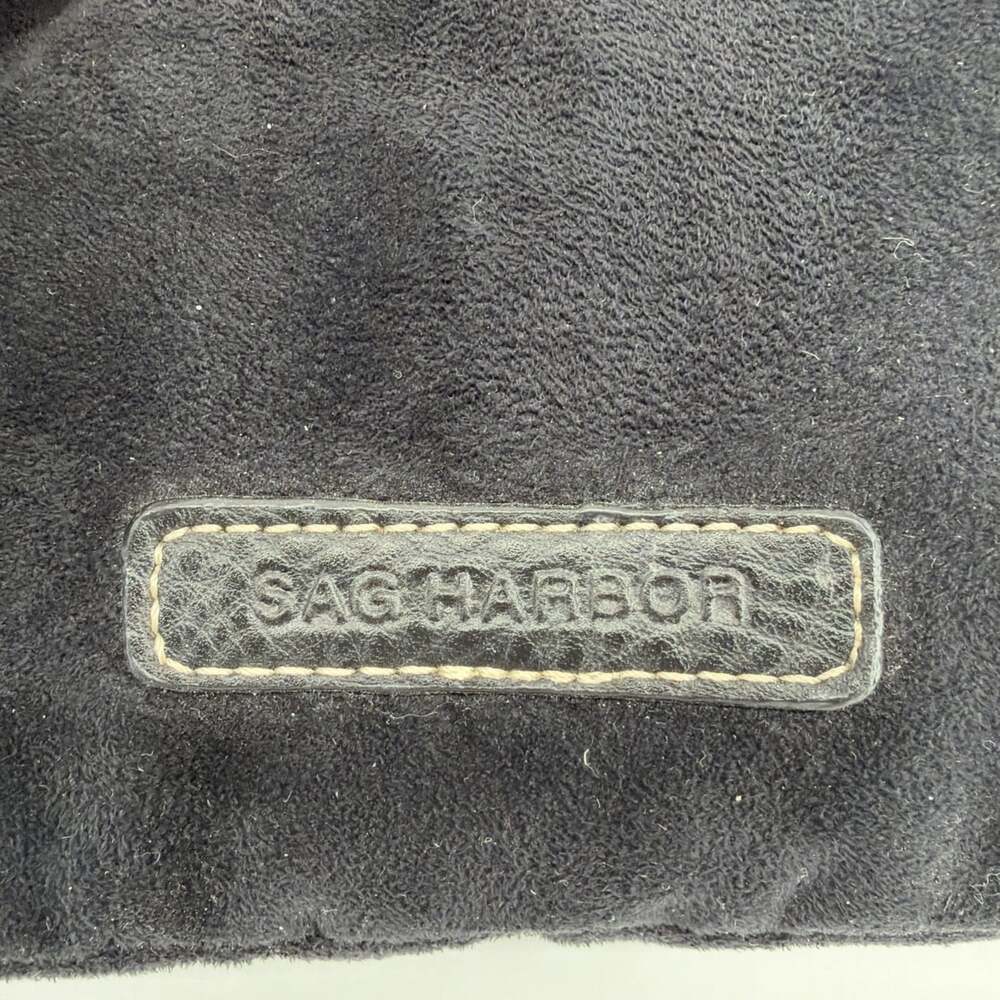 VTG Sag Harbor Faux Suede Black Satchel Shoulder Bag Y2K Style Studded Detail - Picture 3 of 11